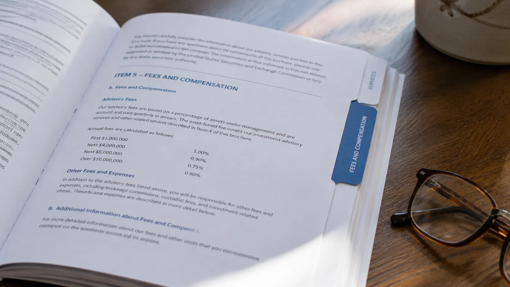 SEC fee disclosure documents including Form ADV and Form CRS