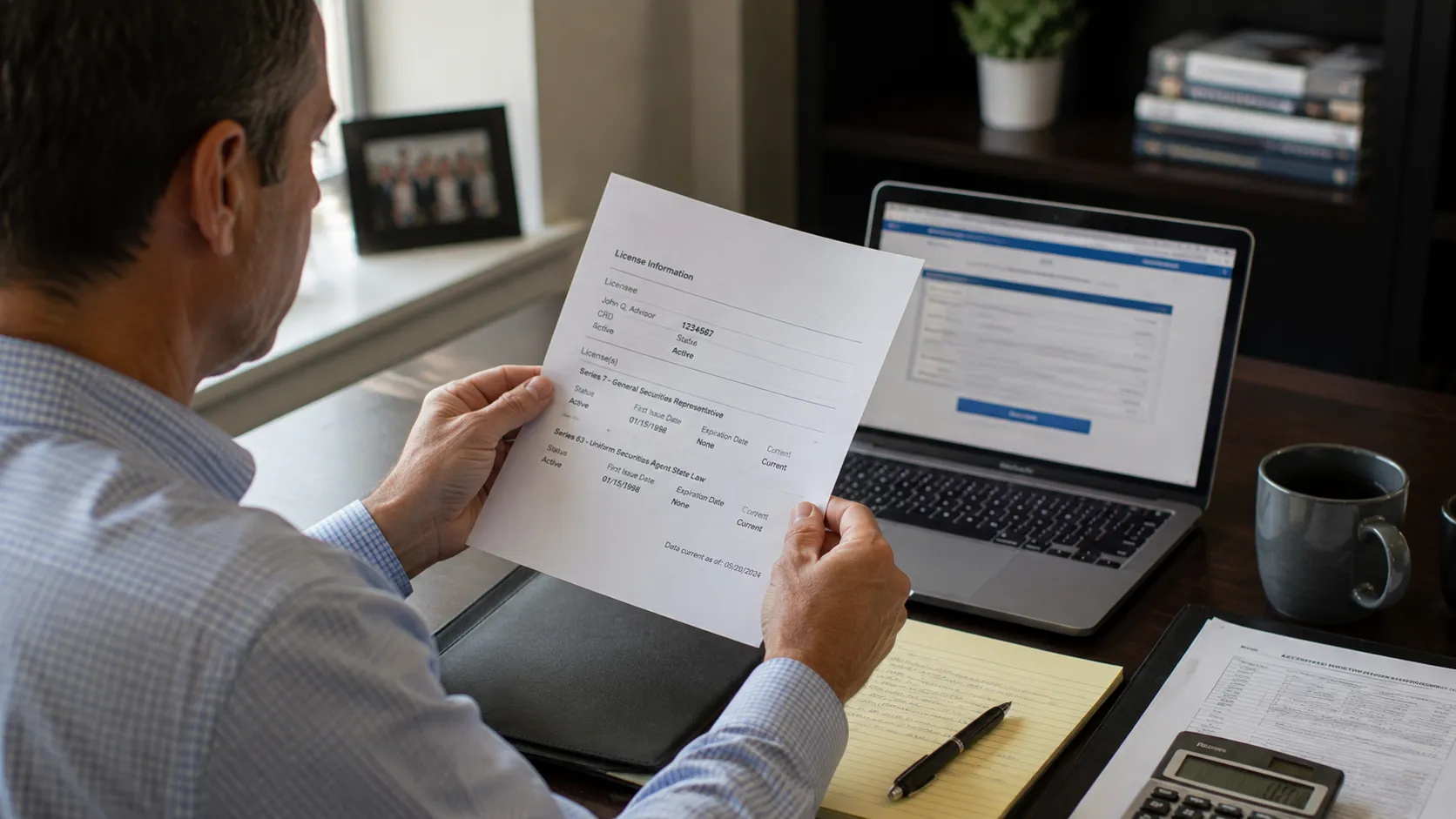 Series 7, 65, and 82 professional license qualification for accredited investor status