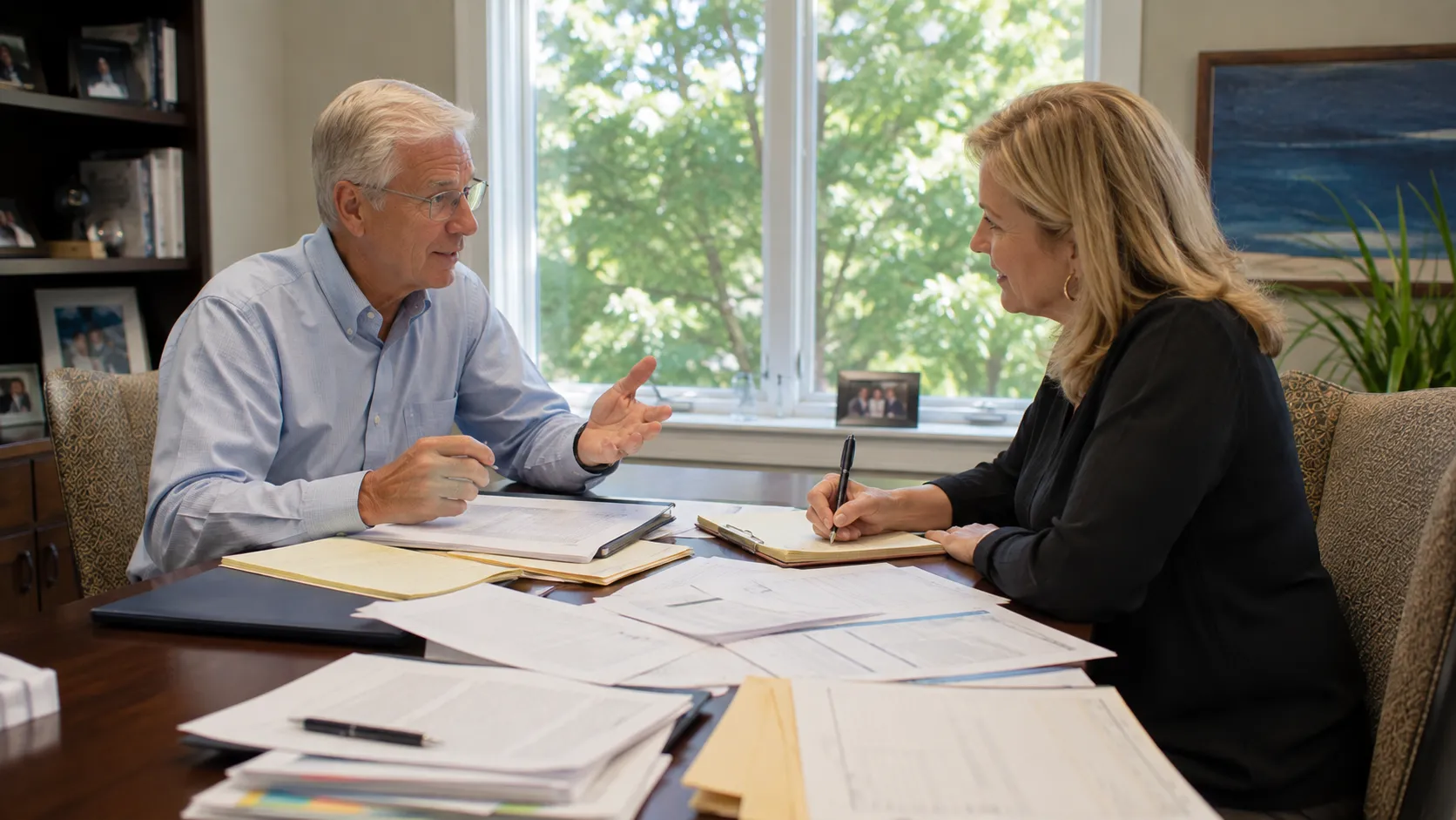 Financial advisor and client reviewing a complete financial assessment