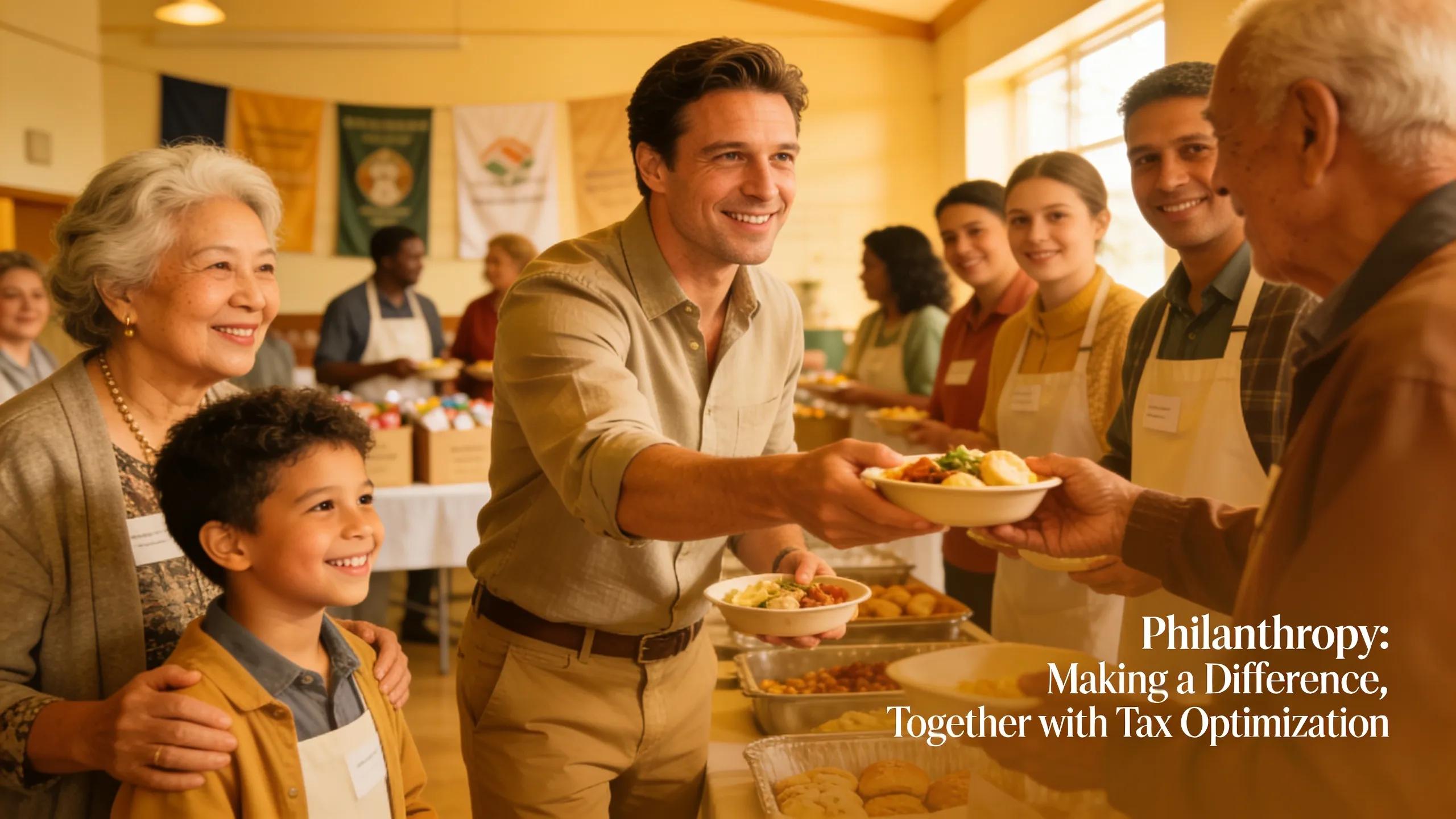 High-net-worth individual participating in charitable giving activities, showcasing philanthropy