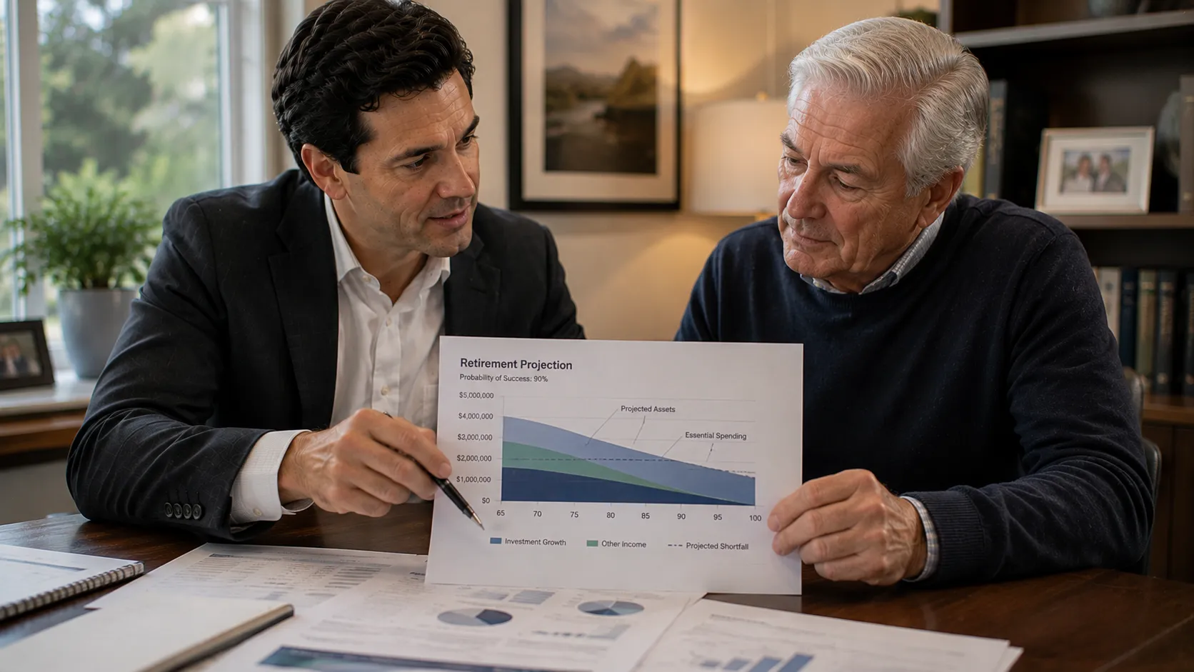 Financial advisor discussing retirement planning with clients