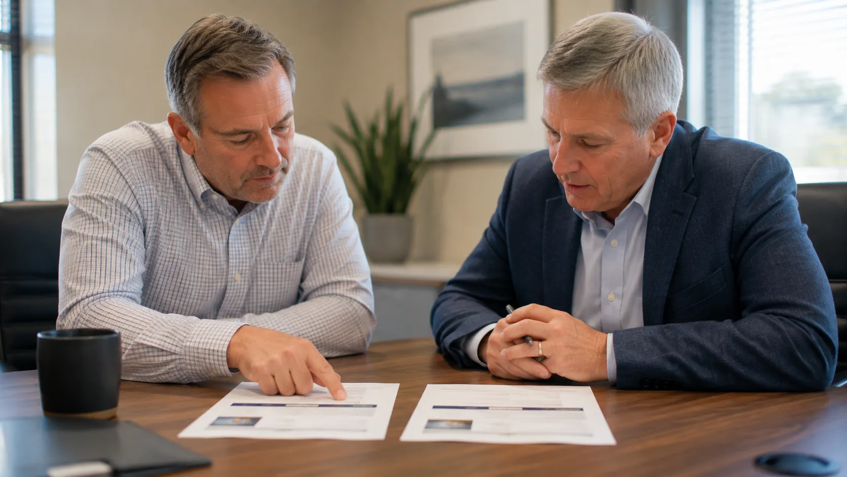 Advisor explaining two paths: retainer planning or asset management