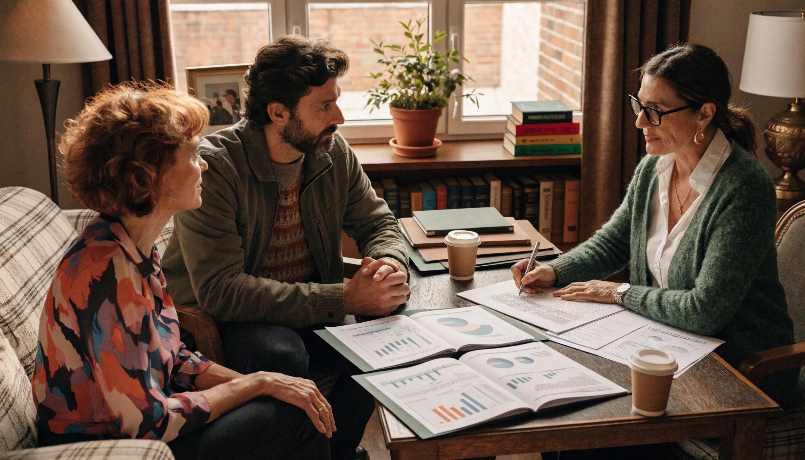 Image of a financial advisor discussing asset allocation strategies with clients, focusing on personalized wealth management