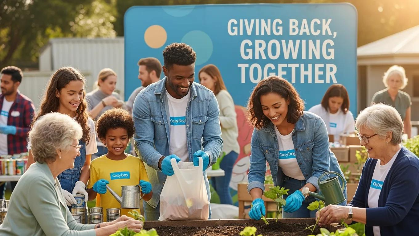 Family volunteering at a charity event, illustrating the benefits of charitable giving