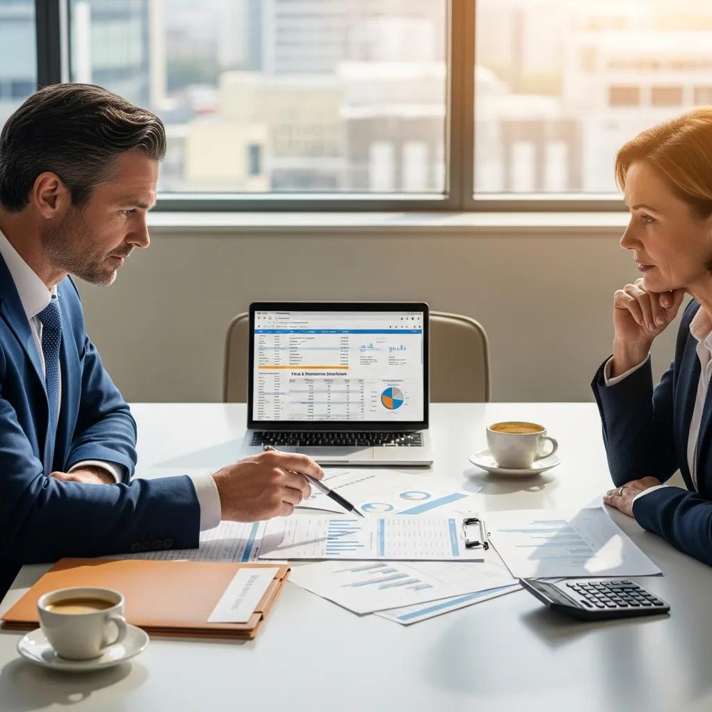 Financial advisor explaining fees and expenses of DST investments to an investor