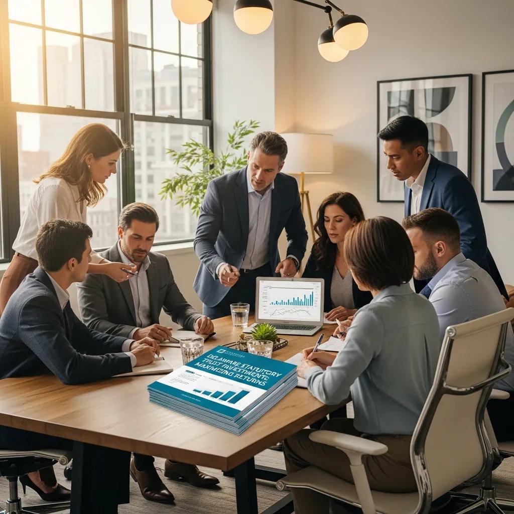 Group of accredited investors discussing financial strategies in a modern office