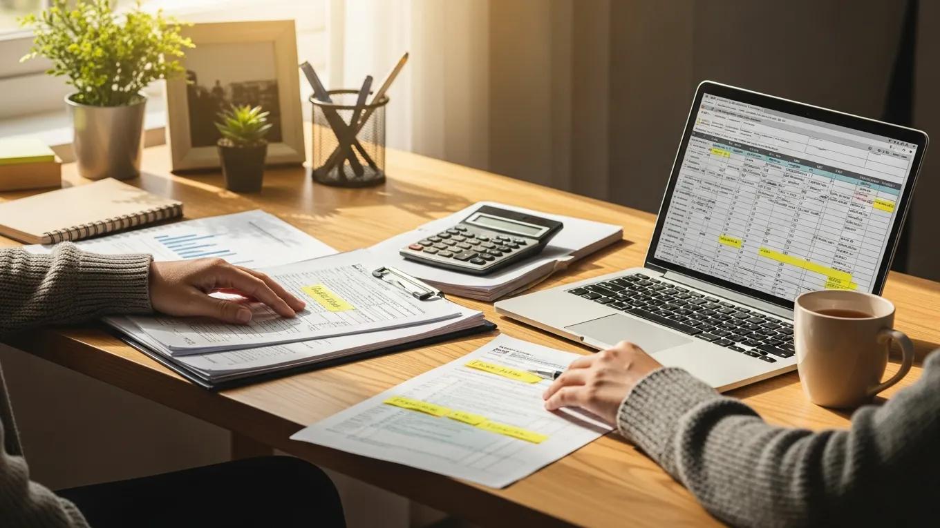 Person reviewing tax-efficient investment strategies in a cozy home setting